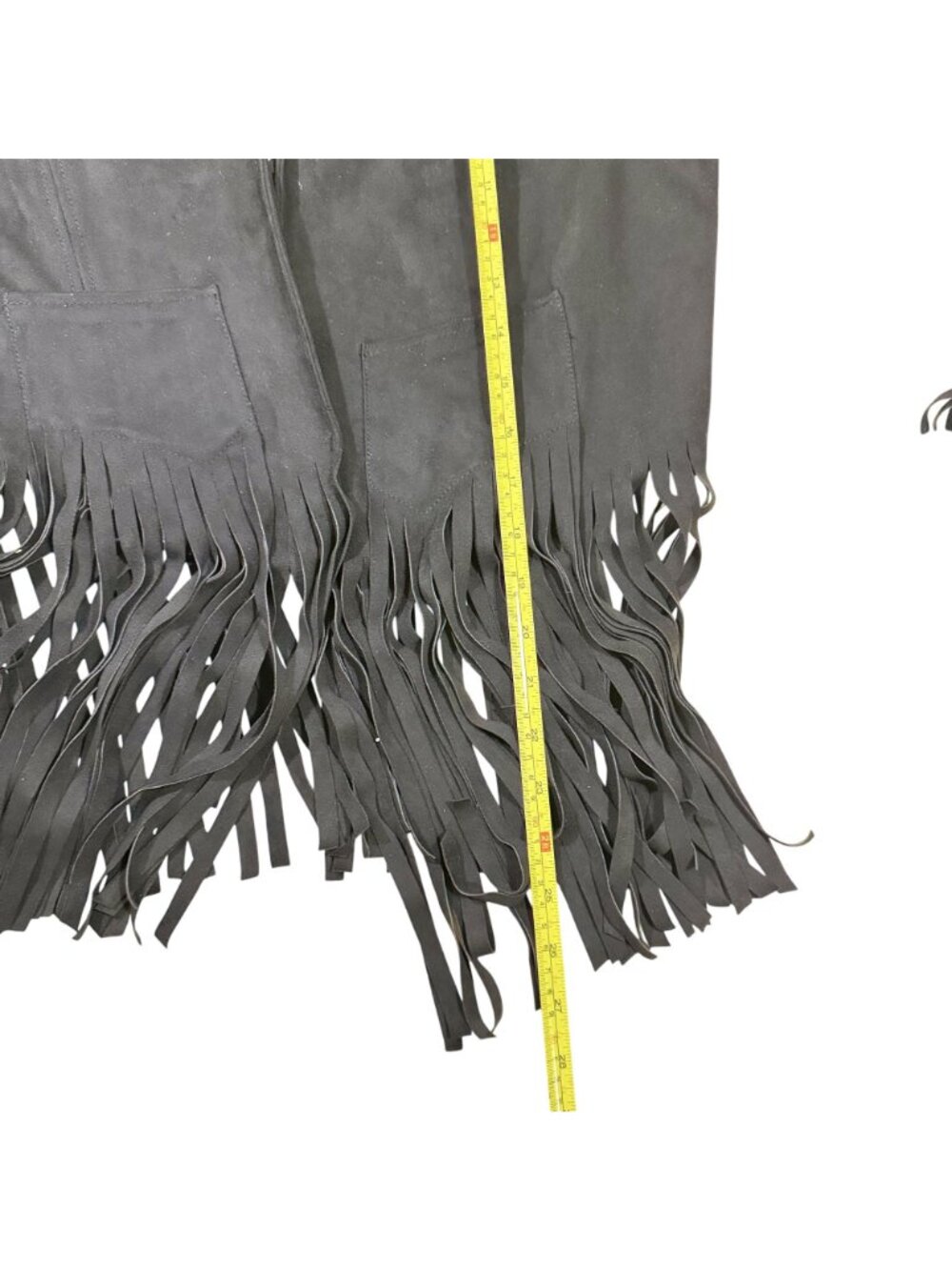 NWT Vakko Sport Women’s Large Black Fringe Faux Suede Open Front Bolero Jacket - Picture 11 of 11